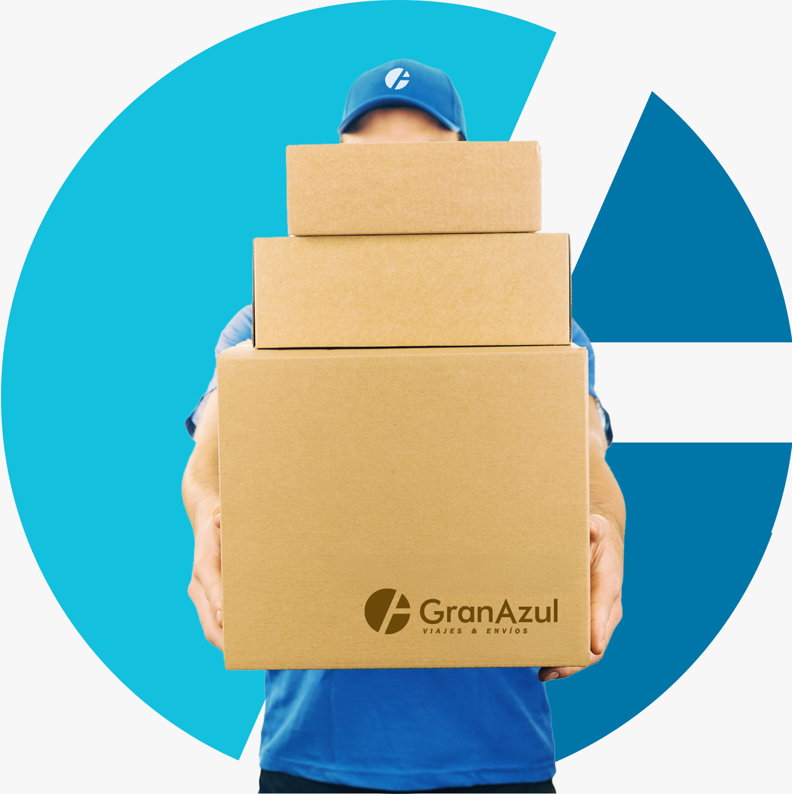 Hombre entregando paquetes de Gran Azul